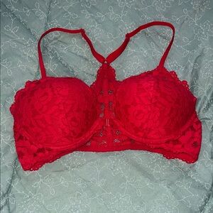 Victoria's Secret Vibrant Coral Red Lace Bra